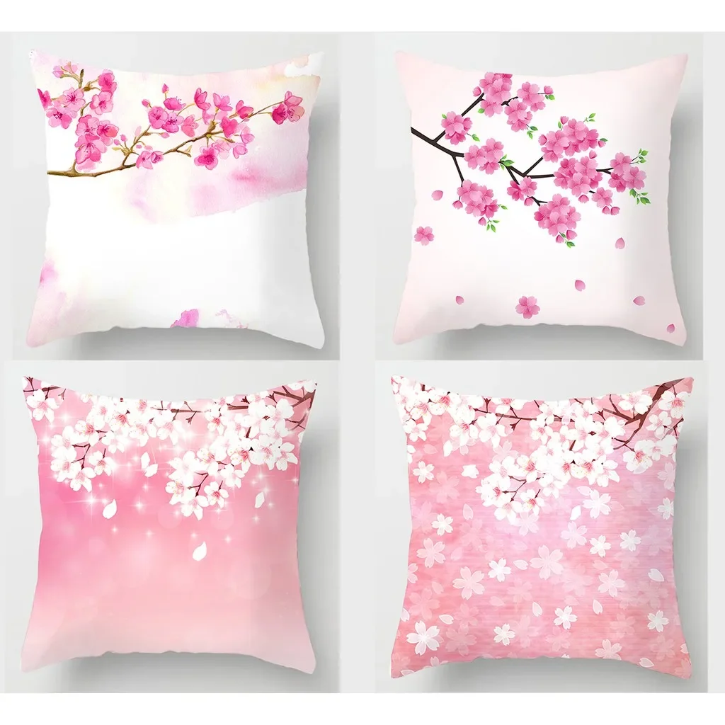 Pink Flowers Square pillow case40×40,45×45,50×50,60×60,Soft cushion cover.Living room/Bedding cushion pillow.