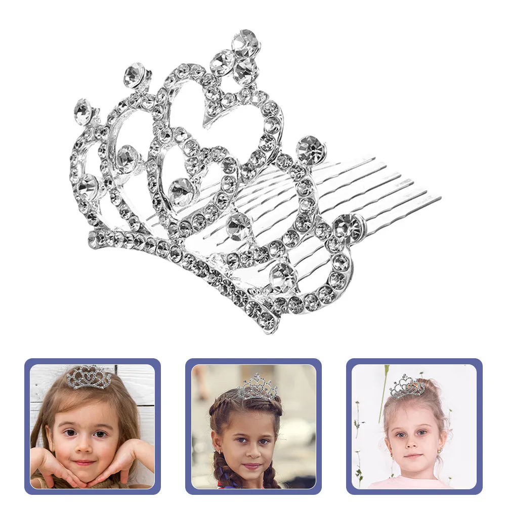 

2Pcs Princess Tiara Hair Comb for Glitter Rhinestone Crown Lightweight Comfortable Headdress for Stage Performance Birthday