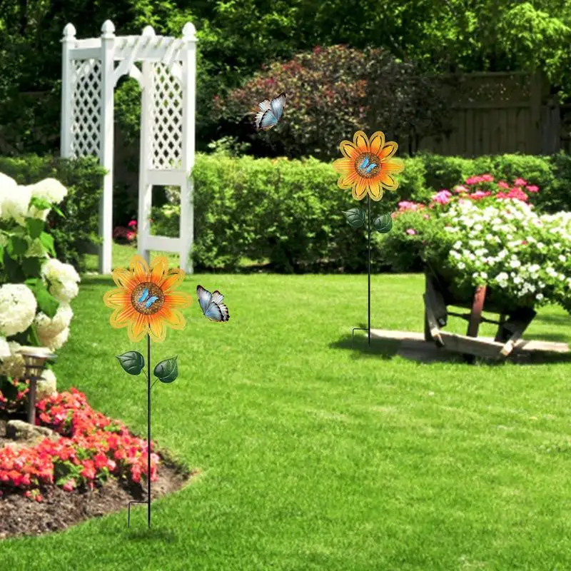 Yard Spinner Decorative Metal Wind Spinners Windmill Pinwheels Yard Decor And Wind Sculptures For Patio Yard Lawn Balcony