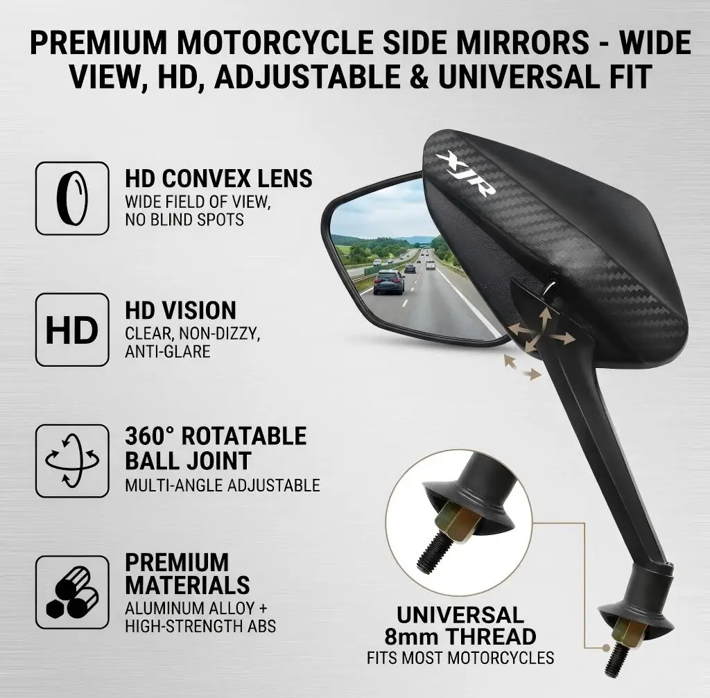 1 Pair Modifyed 360° Foldable Motorcycle Side Rearview Mirrors For YAMAHA XJR 1300 XJR1300 XJR1200 XJR 1200 2017 2018 2019 2020