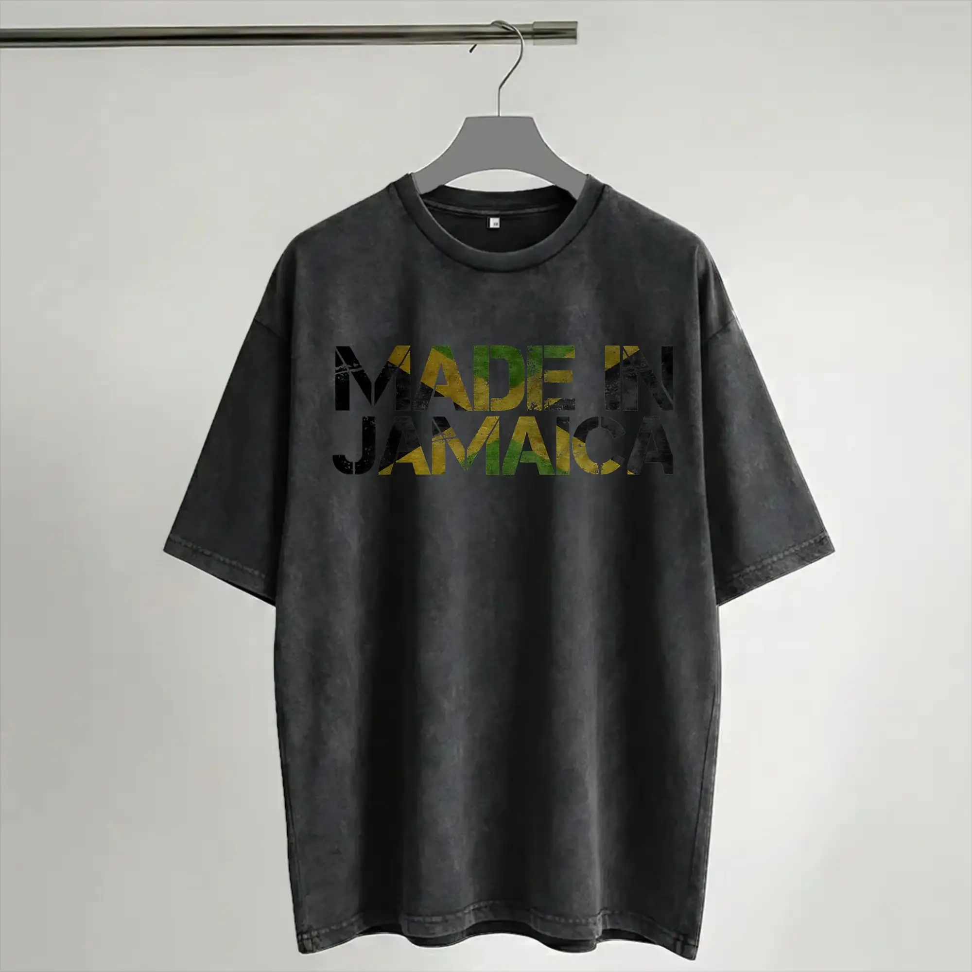 Jamaica Jamaican Flag Rasta  T Shirt Hip Hop Washed Short Sleeve Oversize T-Shirt  Vintage for Men Women Streetwear