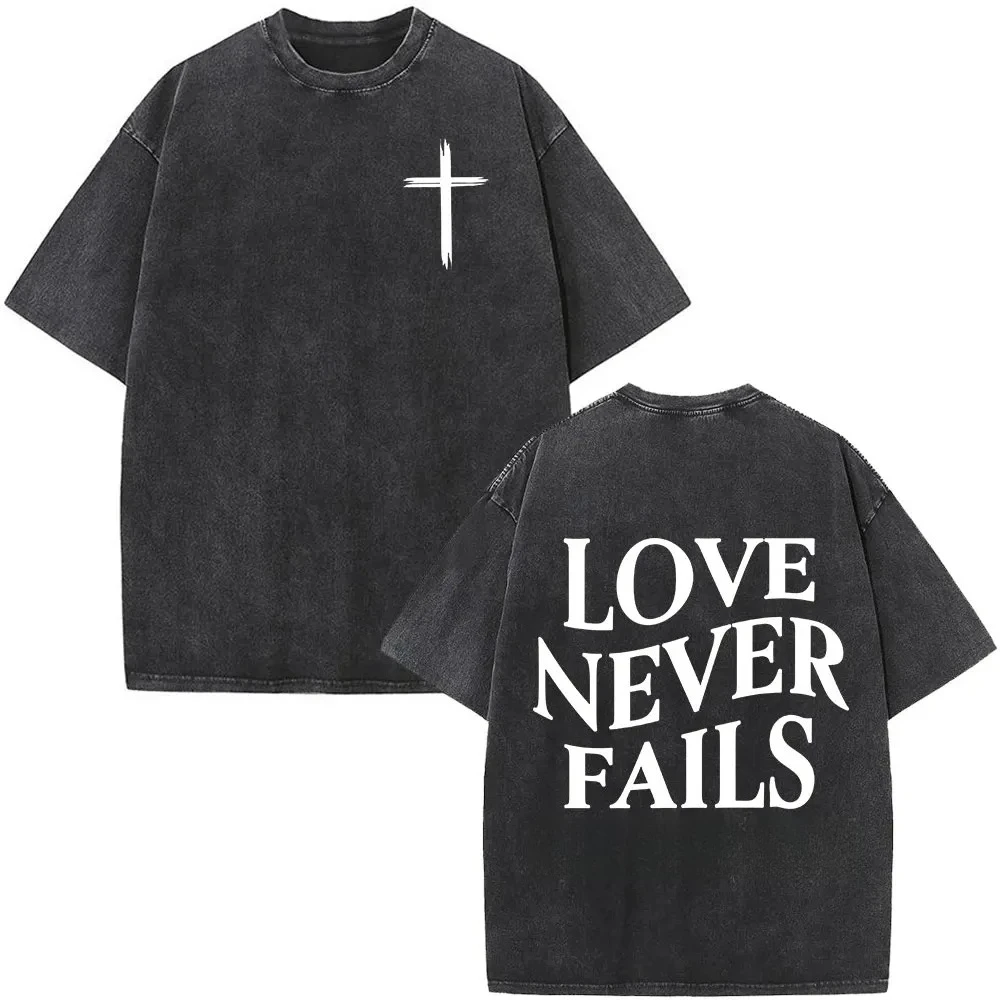 Faith Over Fear Bible Verse T Shirt Men Women Christian Jesus Vintage Washed Harajuku Casual Oversized Soft Durable