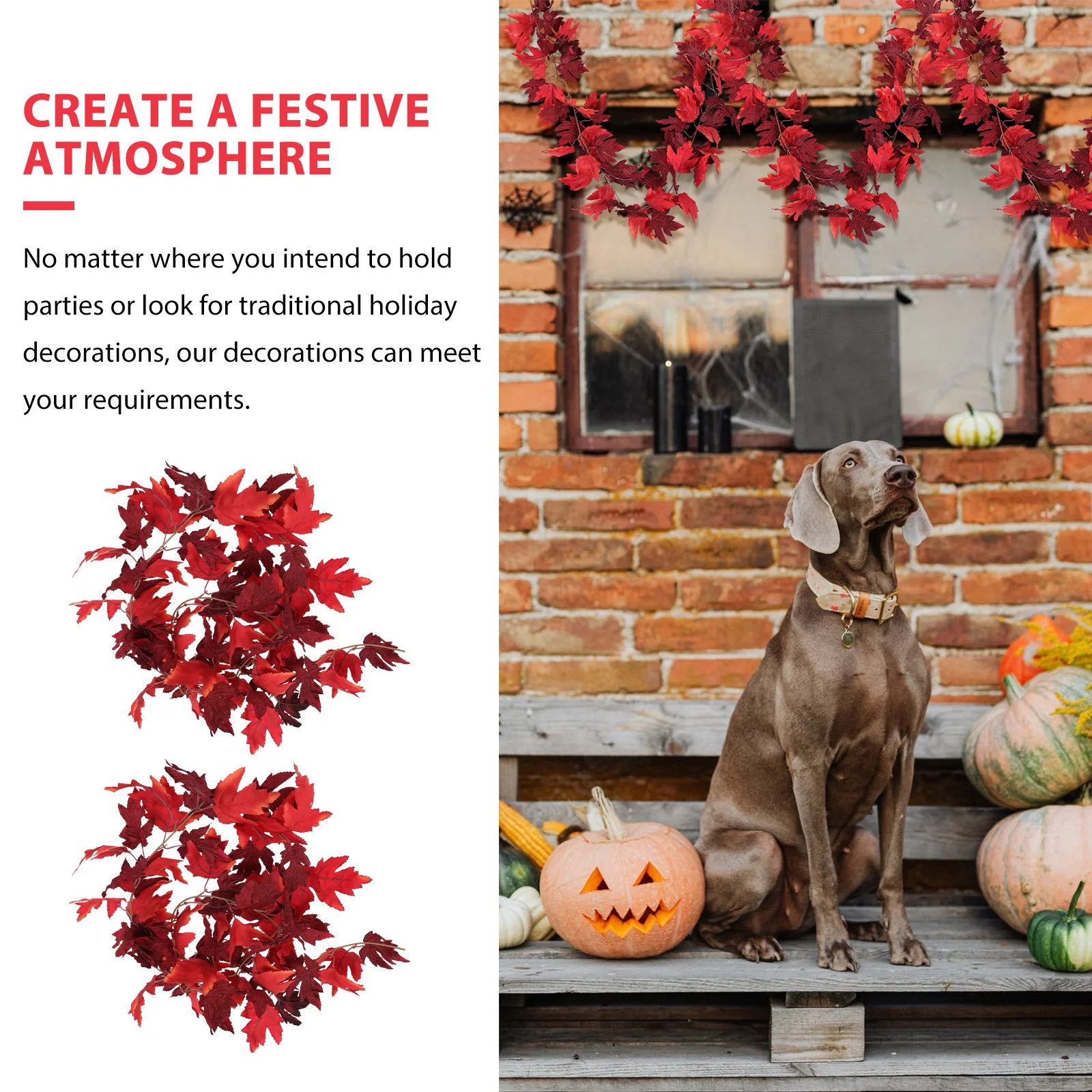 

2 Pcs Simulated Maple Leaf Decoration Artificial Autumn Ornament Vine Plastic Leaves