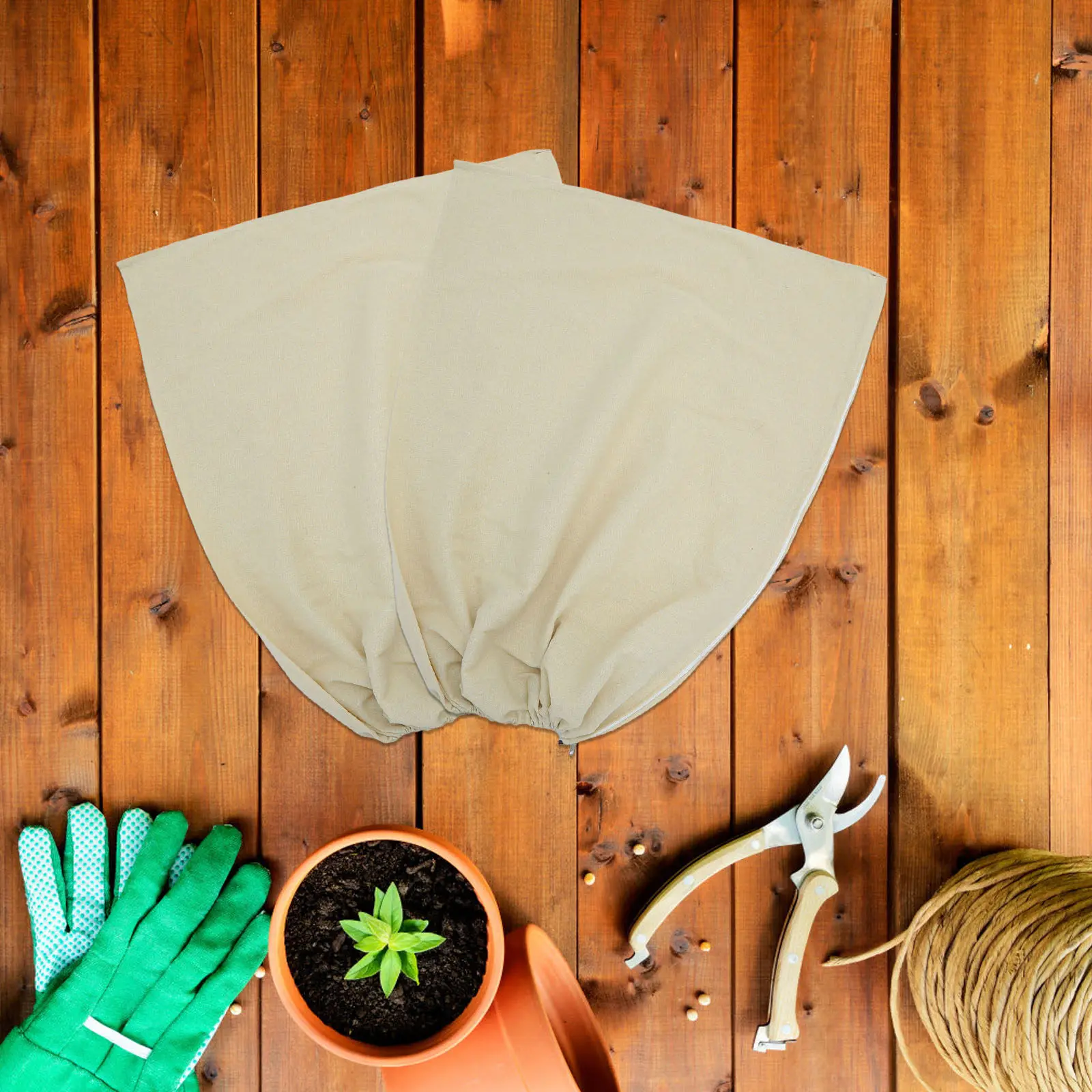 

2Pcs Burlap Plant Protective Cover Frost Cloth Winter Plant Insulation Wrap Reusable Garden Flower Pot Protector Outdoor Cold