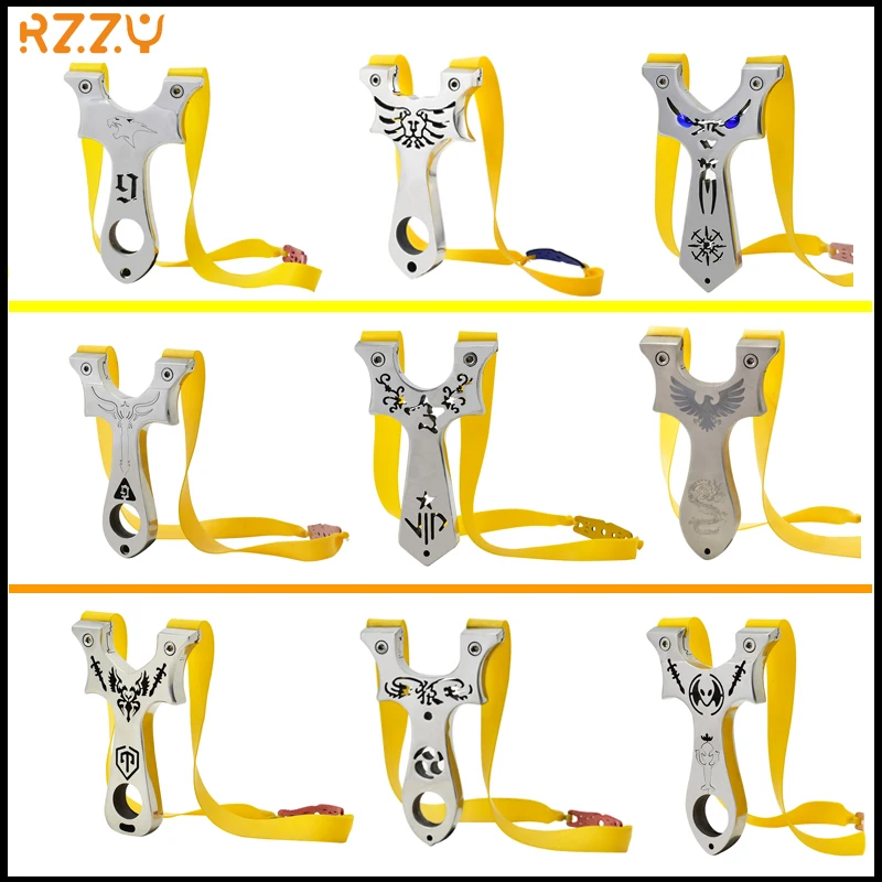 Stainless Steel Slingshot Collection Nine Styles Alloy Slingshot Metal Sling CNC Grinding Durable Hunting Shooting Tool