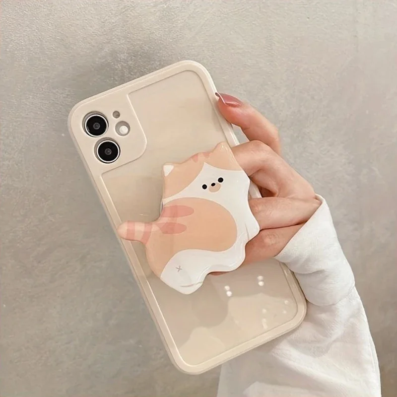 Korean Cute Cartoon Kitten Acrylic Phone Grip Holder Foldable Ring Stand for Apple Xiaomi Samsung Cases