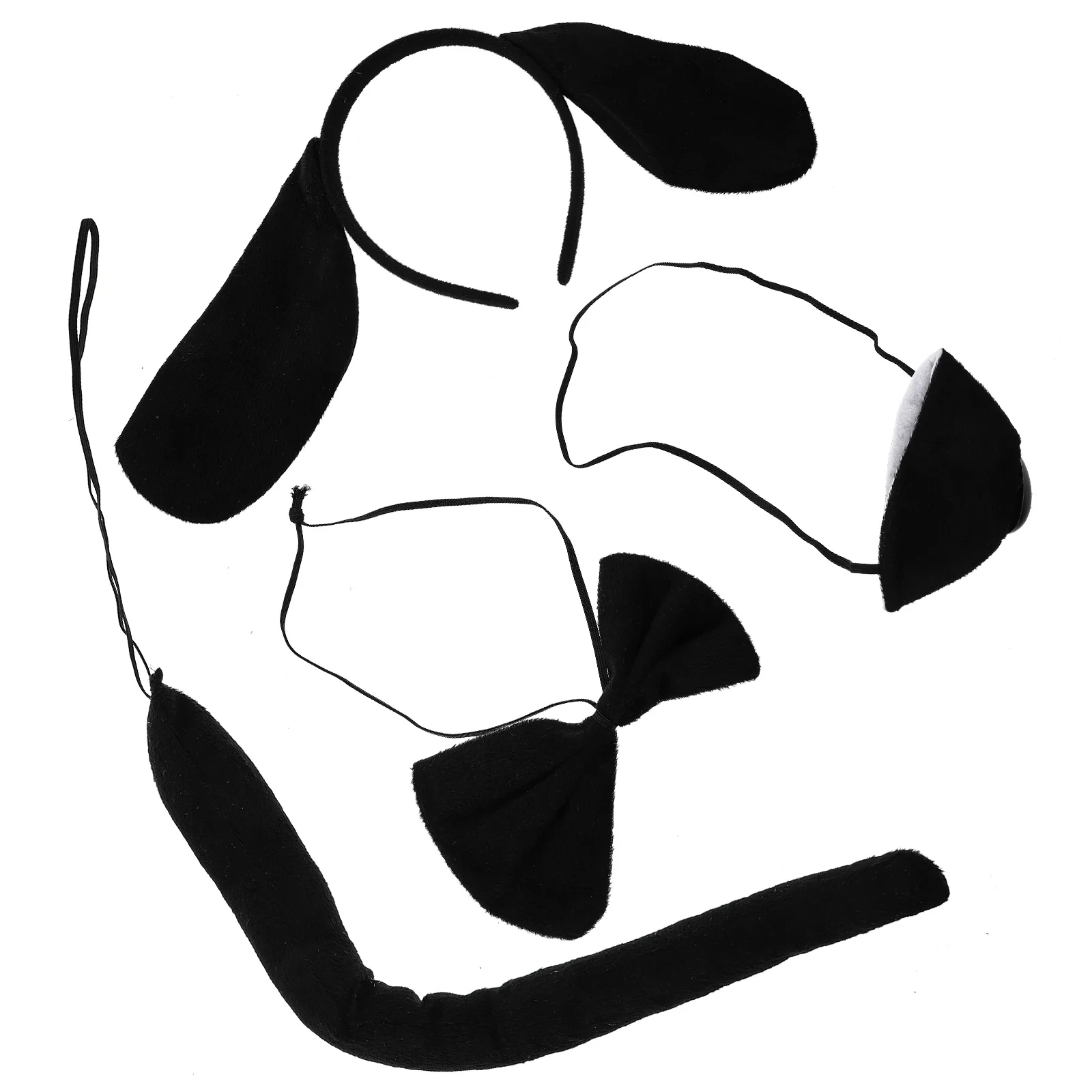 1 Set Fascia per orecchie di cane con coda Papillon per naso finto per bambini Ragazze Festa di animali Accessori per costumi cosplay di Halloween Orecchio di cucciolo