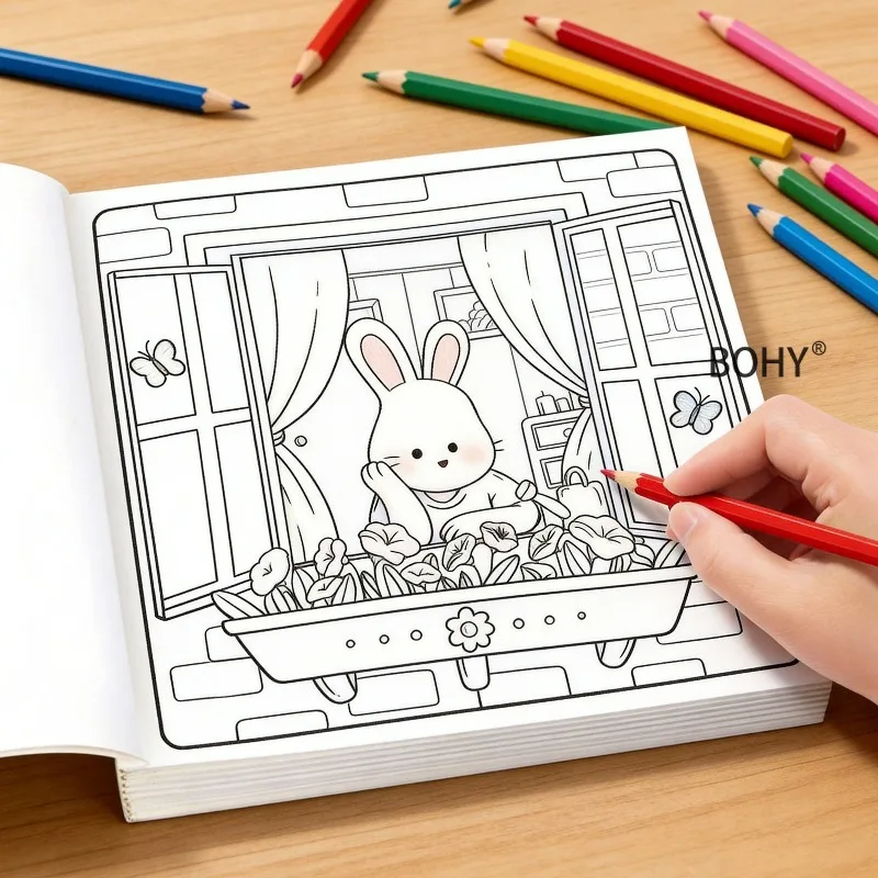 A Pencil Drawing and Coloring Brochure, Include Party/Halloween Themes/dessert/pets/small Animals/warm Home Scenes, 24 Pages