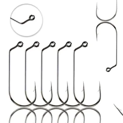15pcs High Carbon Steel Jig Fishing Hooks - 60 Degree Offset Eye Shank for Saltwater Bass Jigging - Black Nickel Finish Strong