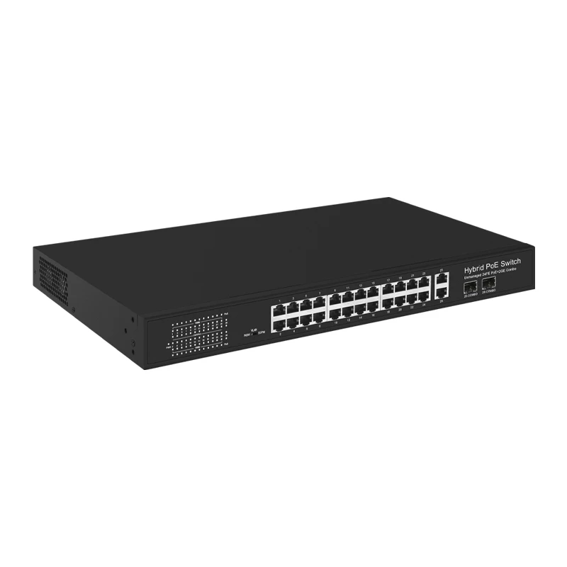 Gigabit uplink BT PoE switch 4*1000M TP/SFP Combo ports and 24*1000M PoE ports, 22 ports support IEEE802.3af/at/bt PoE standard,