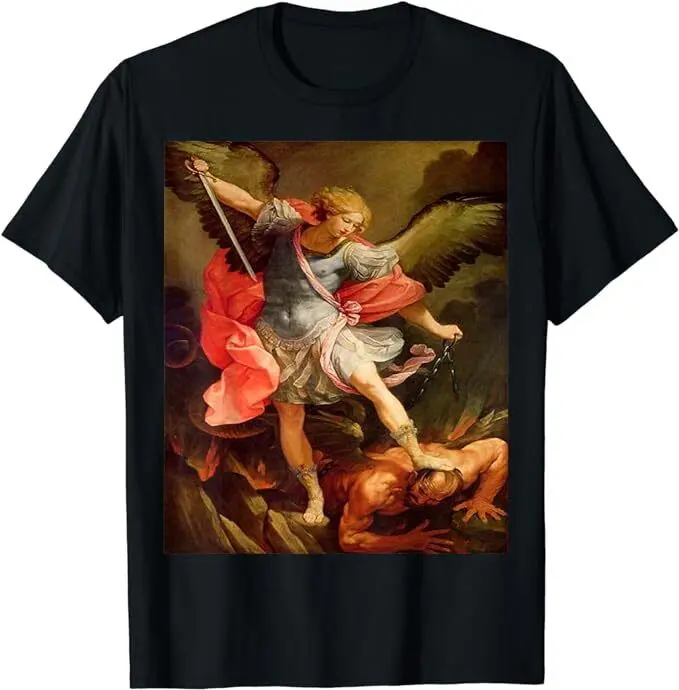 NEW LIMITED Angels Archangel Michael Defeating Satan Christian T-Shirt S-5XL