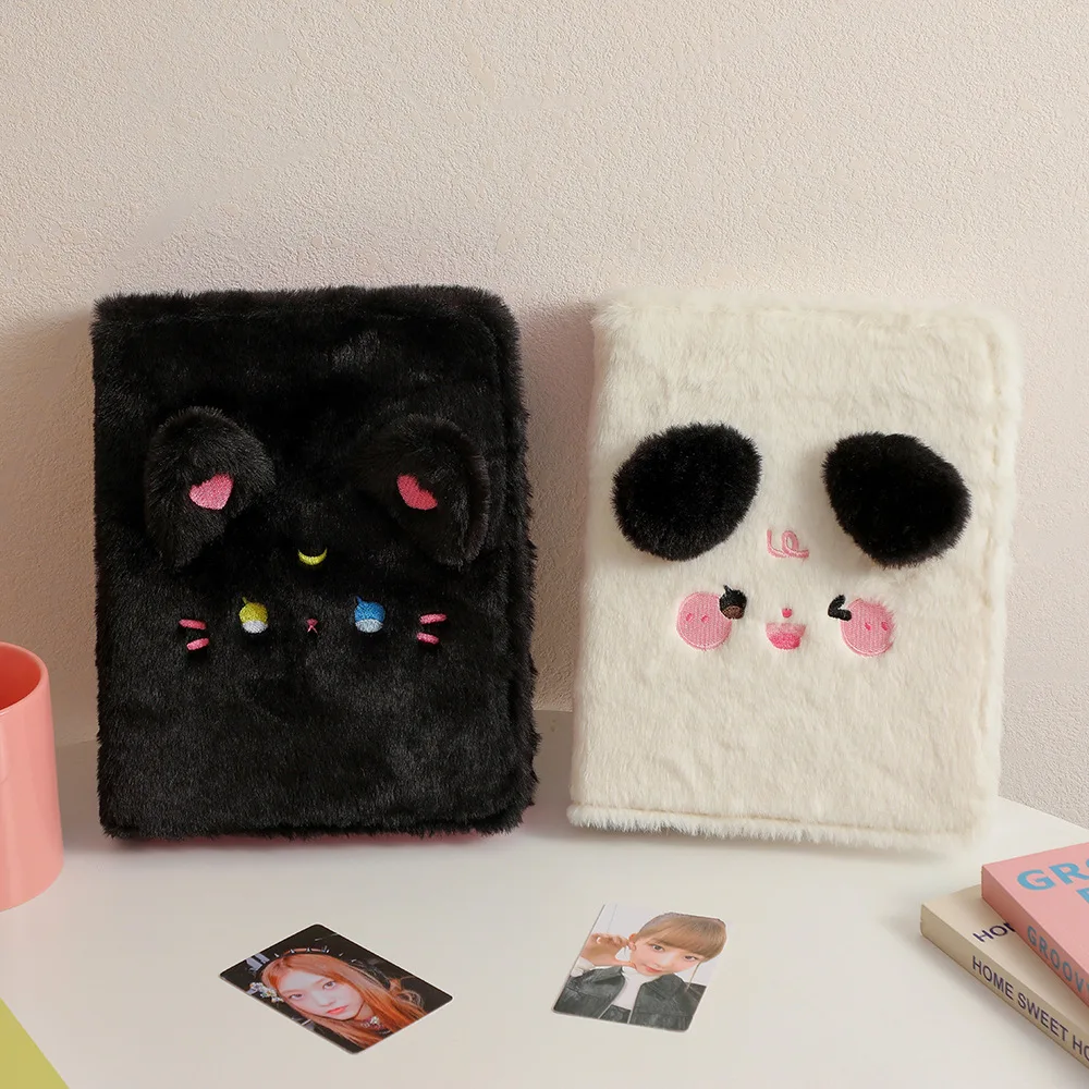 MINKYS Kawaii Fluffy Cat Bear A5 Kpop Photocard Binder Collect Book Idol Photo Card Holder Photocard Album Stationery