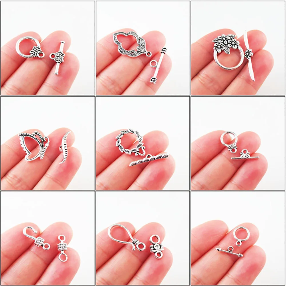 Flower Animal Butterfly Leaf Teardrop Connectors Necklace Circle Toggle Clasps Tibetan Silver Plated