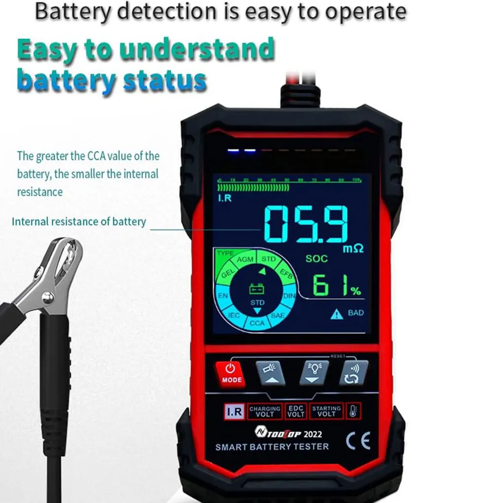 Car Battery Tester 12V 24V Battery System Detect 3.2 Inch Color Screen Smart Auto Battery Analyzer Car Battery Tool