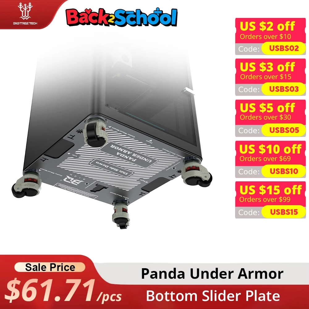 

BIGTREETECH Panda Under Armor 3D Printer Bottom Slider Plate with Caster Wheels Movable Lock or Roll Wheel for Bambu Lab X1 P1