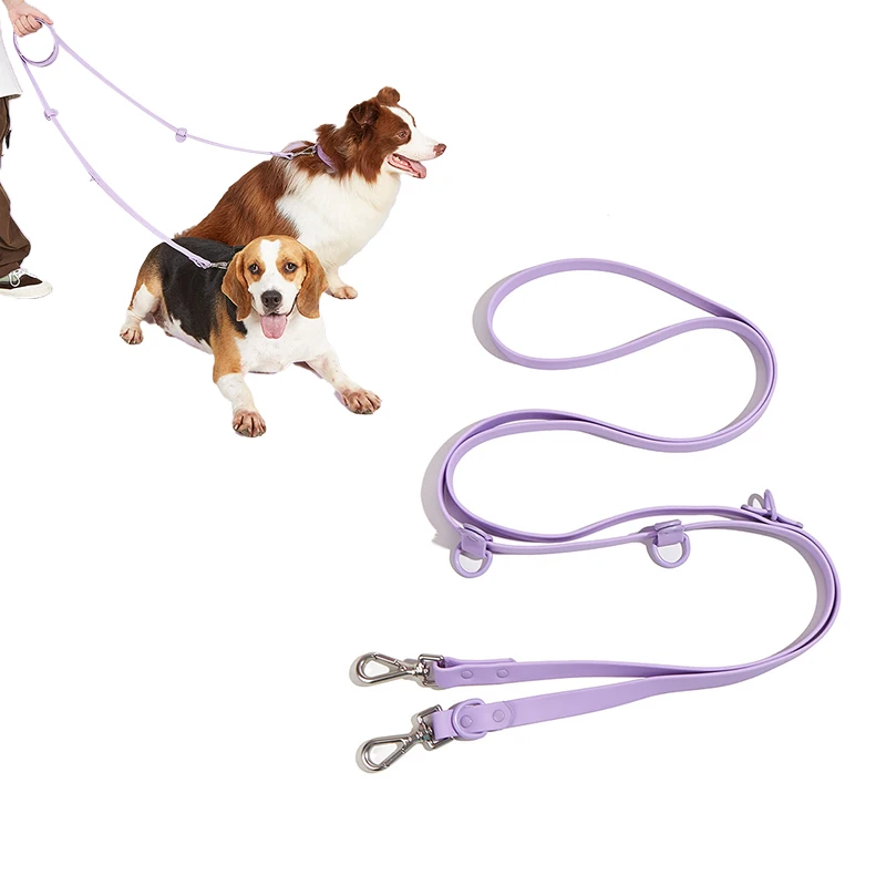 

PVC Diagonal Span Dog Leash 7.7 ft Multifunctiona Long Leash with 2 Handle Traffic for Two Dogs Hands-Free Pet Leash for Dog
