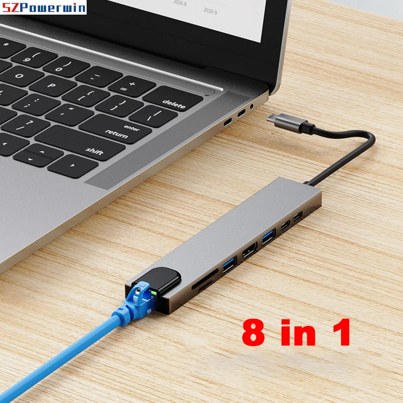 8 in 1 USB Hub 3.0 USB 2.0 Multi Hub Splitter Power Adapter 8 Port Multiple Expander 2.0 OTG For PC Laptop Accessories