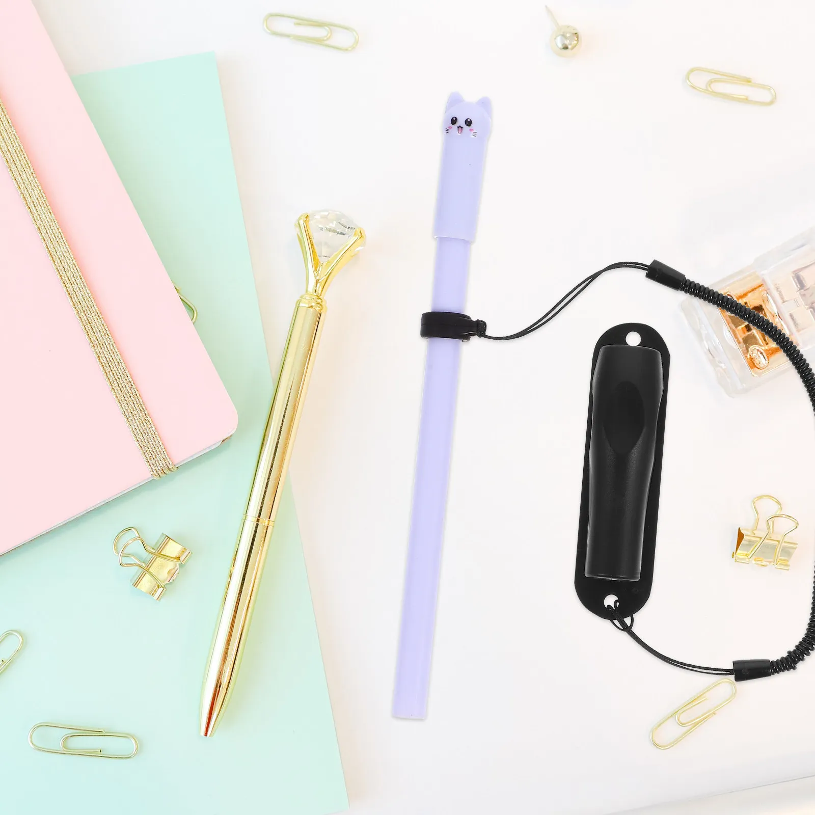 2Pcs Retractable Stylus Pen with Anti-Lost Spring Rope, Touchscreen Wrist Holder Lanyard for Students