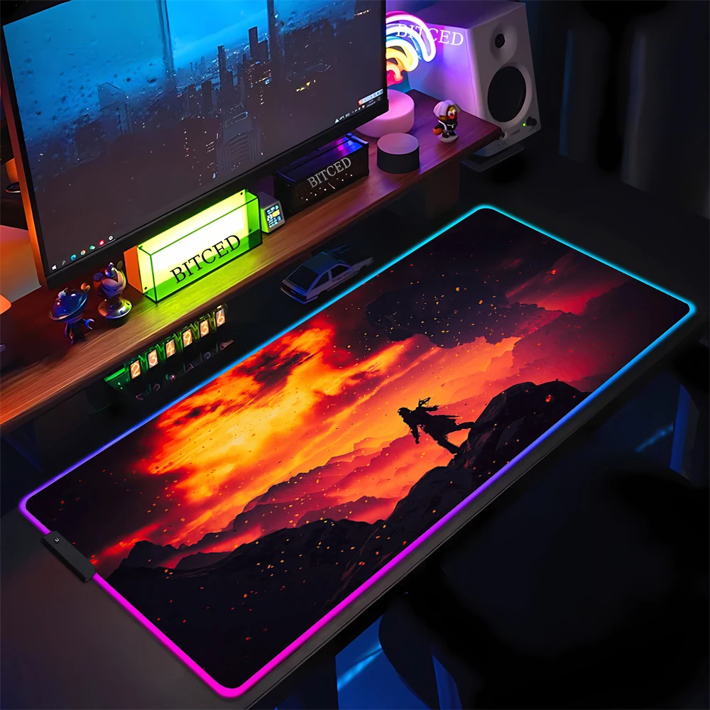 RGB Mouse Mats Horizon Zero Dawn Cool Deskmat Pc Gamer Gaming Accessories Mousepad Computer Mausepad Keyboard Non-slip Carpet