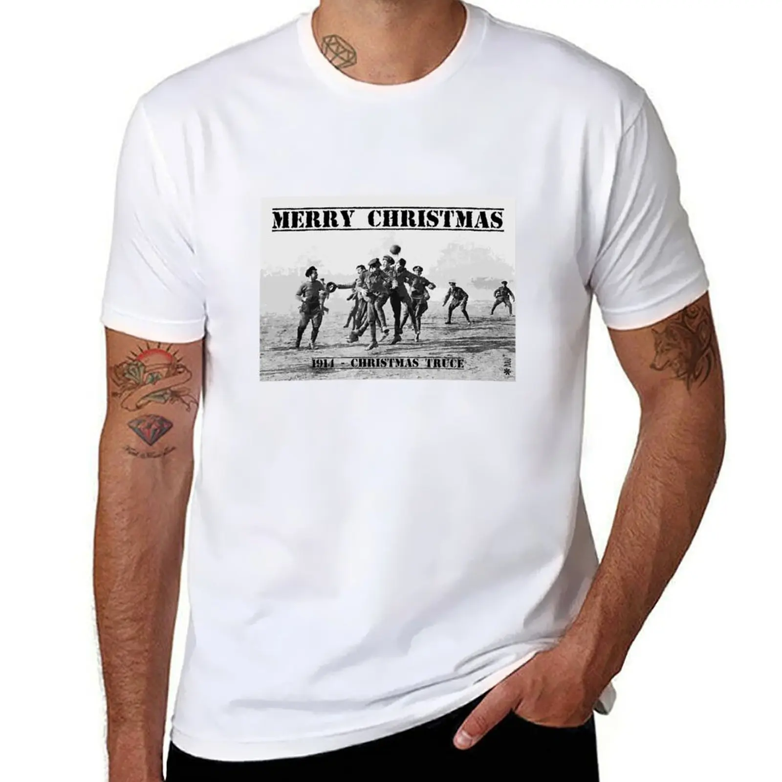 Футболка Christmas Truce, хлопковые футболки с принтами, мужская футболка из 100% хлопка