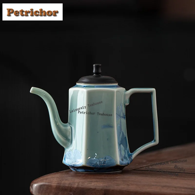 

175ml Kiln Fambe Ice Flower Crystal Hexagonal Teapot Japanese Tea Infuser Pot Tea Maker Kettle With Ball Hole Tea Items Supplies