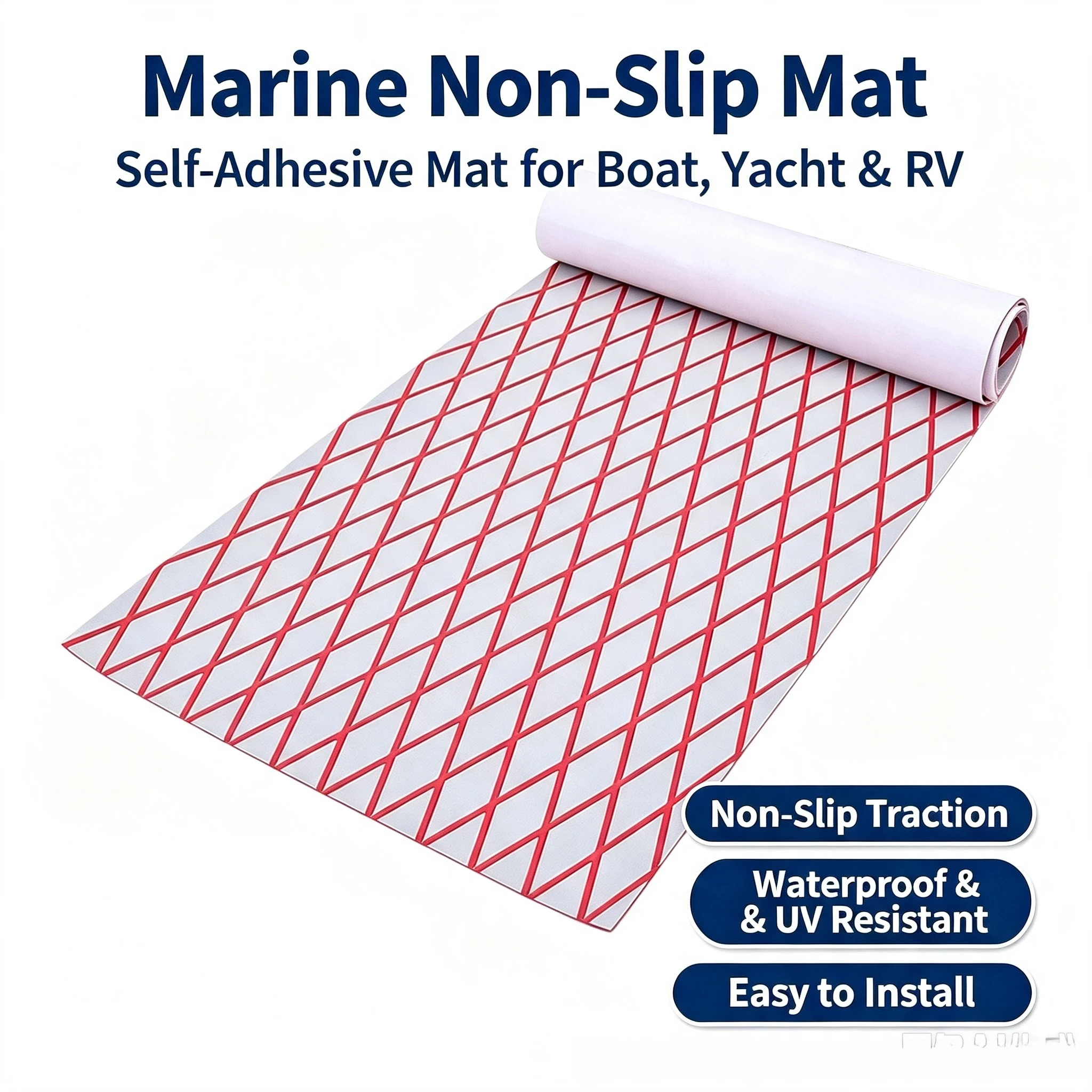 2400x450x6mm EVA Nautical Rug Foam Boat Self Adhesive Flooring Faux Teak Decking Pad Marine Yacht RV Deck Mat Peel and Stick