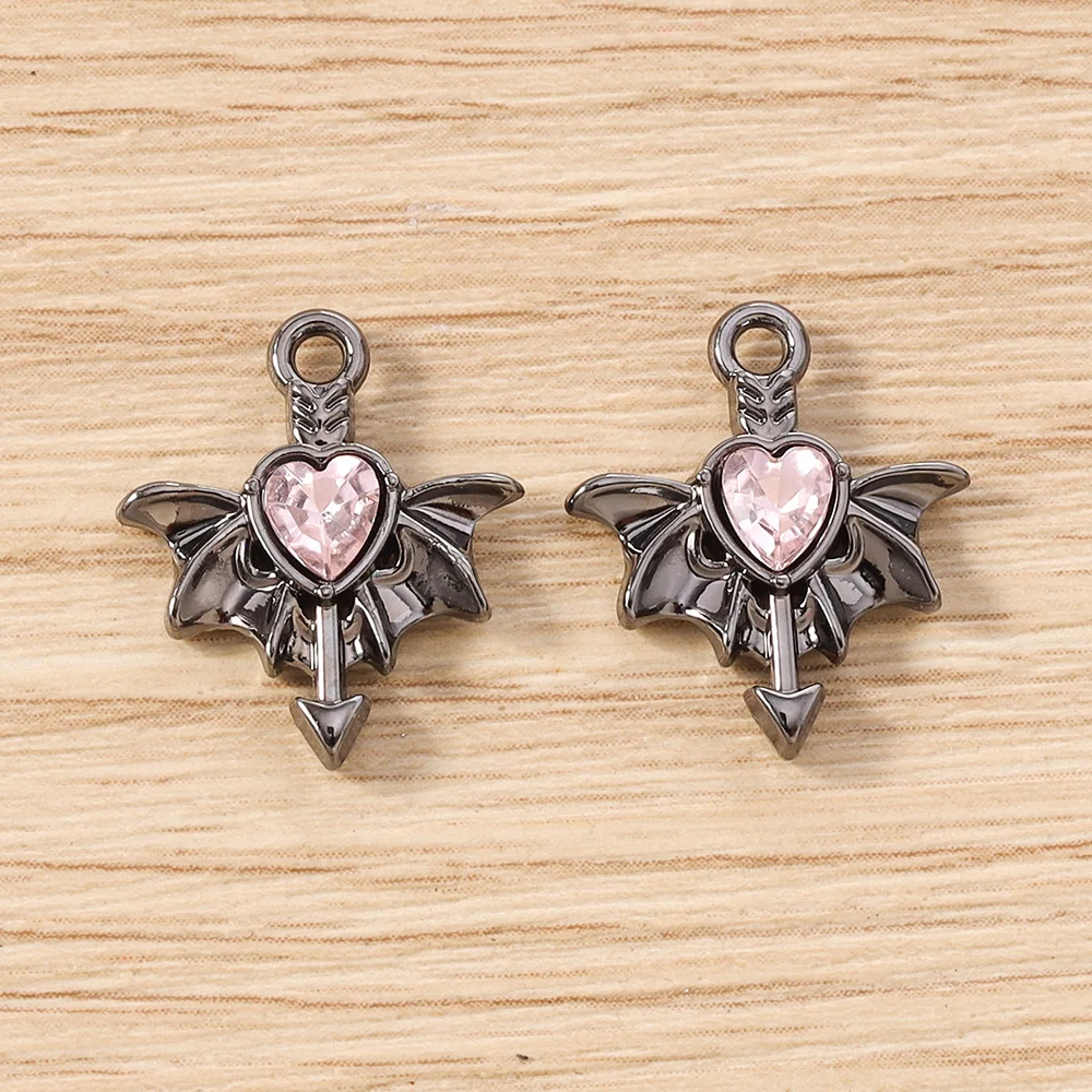 Tusember 5 Stück Gothic Kristall Metall Herz Flügel Charms Anhänger für Halsketten Ohrringe Armbänder DIY Schmuckherstellung Zubehör – Detail 13