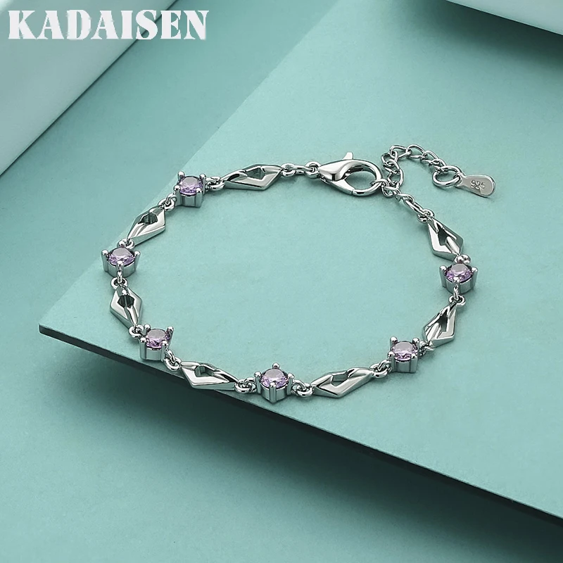 Silver 925 Jewelry Bracelets For Women Trendy Amethyst 925 Sterling Silver Bracelet Charm Women Wedding Bracelet Gift