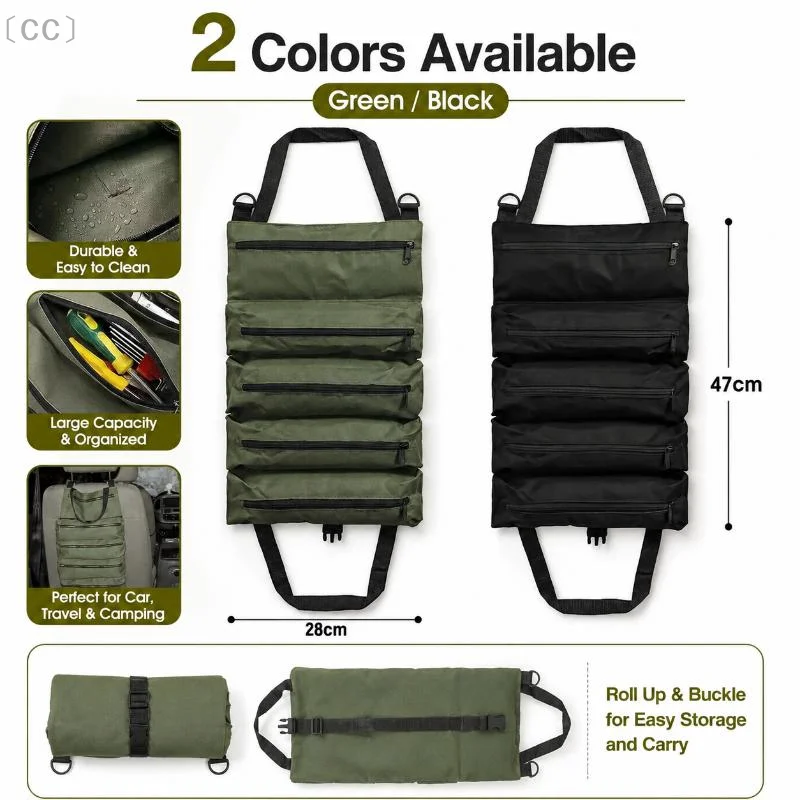 〔CC〕Waterproof Roll Up Tool Bag Heavy Duty Oxford Fabric Multi Function Organizer Portable Pouch for Mechanics Auto Repair〔88〕