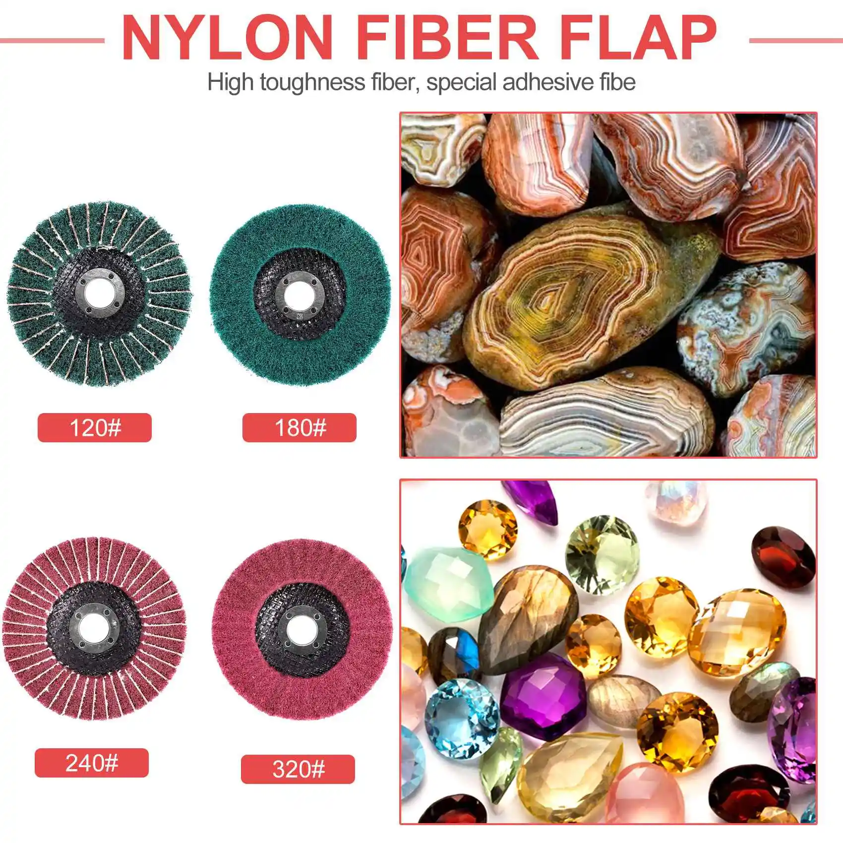 Nylon Fiber Flap Discos Set, Assorted Lixamento, Moagem, Polimento Rodas para Angle Grinder, 4 ", 8Pcs