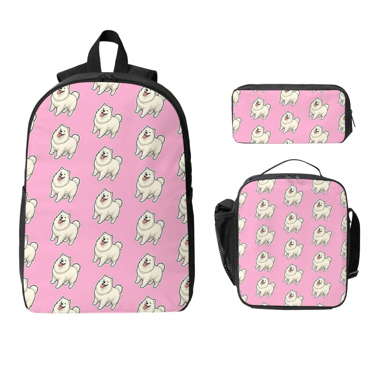 

Samoyed Design For Dog Lovers Backpack Boys Girls BookBag School Bag Computer Shoulder Bags 3ps Insulated Lunch Bag Pencil Case