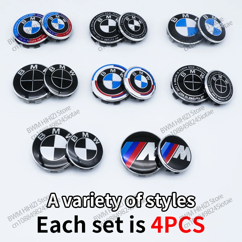 

4Pcs 68mm 56mm Car Wheel Center Hub Cap Caps Emblem Logo classic style For Performance E46 E90 E60 F30 M M1 M2 M3 M4 M5 X3 X5