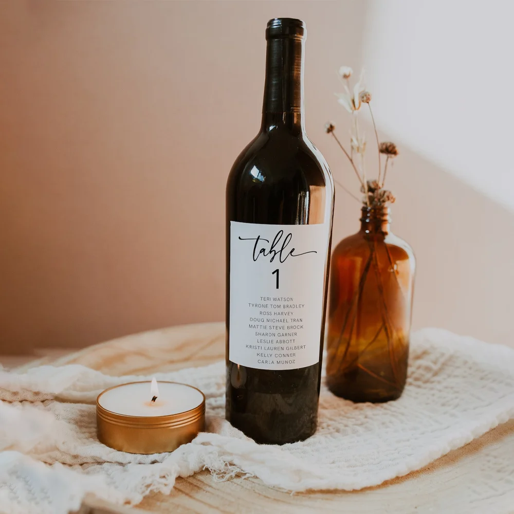 

Personalized Seating Chart Wine Label, Modern Minimal Seating Chart, Customized Wedding Seating Plan