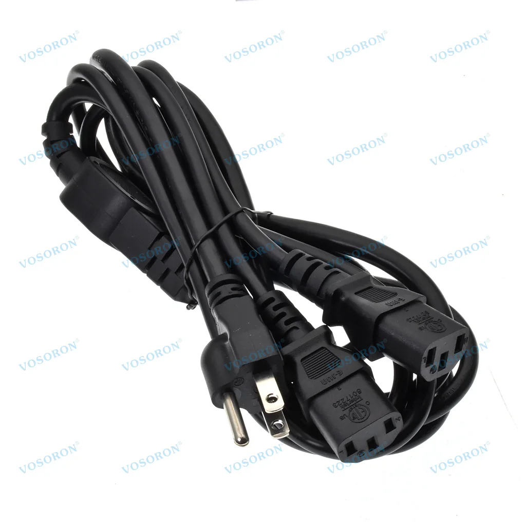 US Inlet 3Pin Male plug to 2x C13 Female Y Splitter Adapter Cable Cord, US Nema 5-15P to 2ways IEC 320 C13 Power Extension Cord