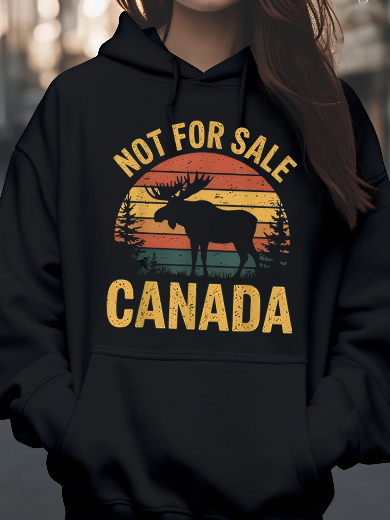 موس غروب الشمس ليس للبيع كندا طباعة هوديي ملابس خارجية غير رسمية للجنسين #1