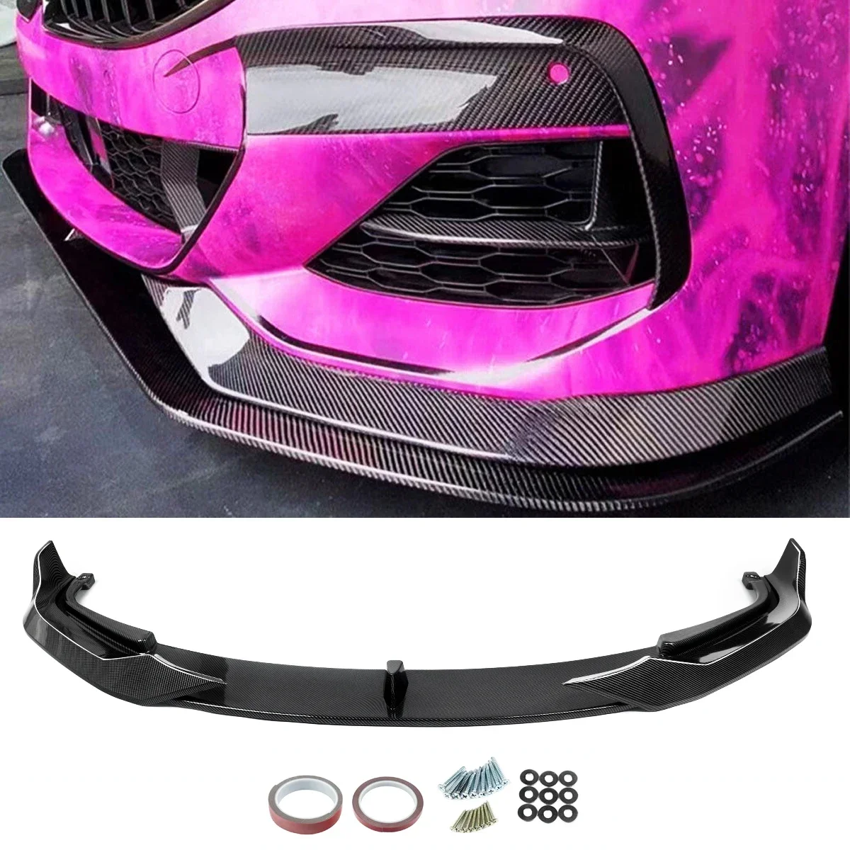 For BMW 8 Series G14 G15 G16 M850i 840i Carbon Look ABS Front Bumper Lip Spoiler Splitter M Sport 2018-2023