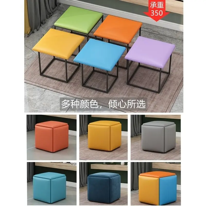 5 in 1 Sofa Stool Living Room Home Furniture Cube Combination Fold Stool Iron Multifunctional storage stools Chair ottoman