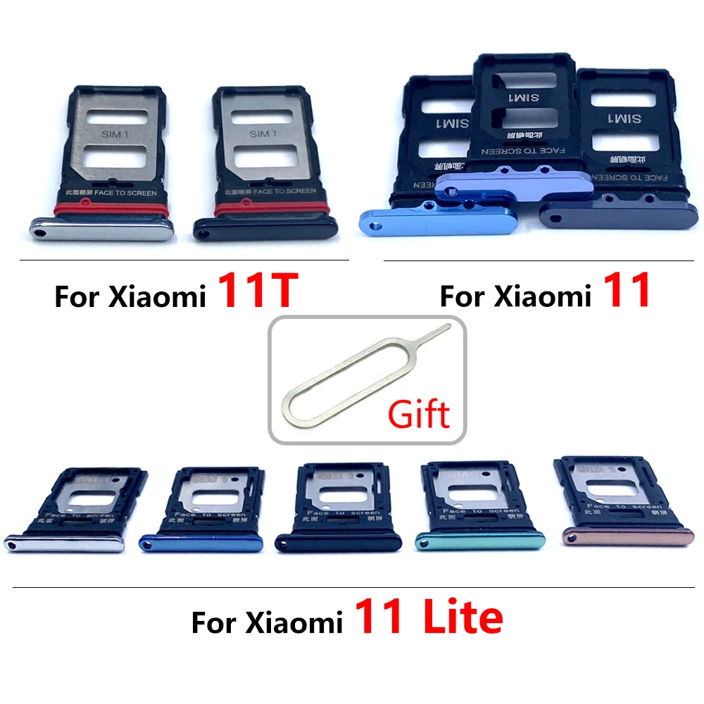 5Pcs， SIM Card Holder Tray Chip Slot drawer Holder Adapter Socket Parts For Xiaomi Mi 11T Mi 11 Lite Mi 11 Pro Ultra