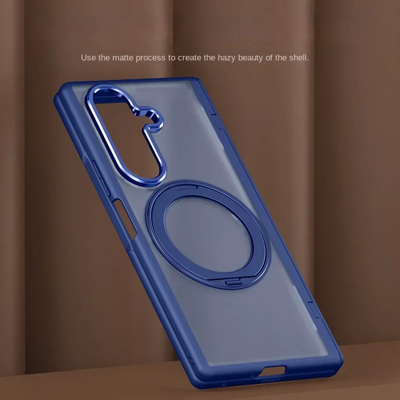 Etui z hartowanego szkła na ekran i zawias do Samsunga Z Fold 8 Ultra Fold 7, matowe, metalowe, z magnetycznym pierścieniem i podstawką. — zdjęcie produktu 4