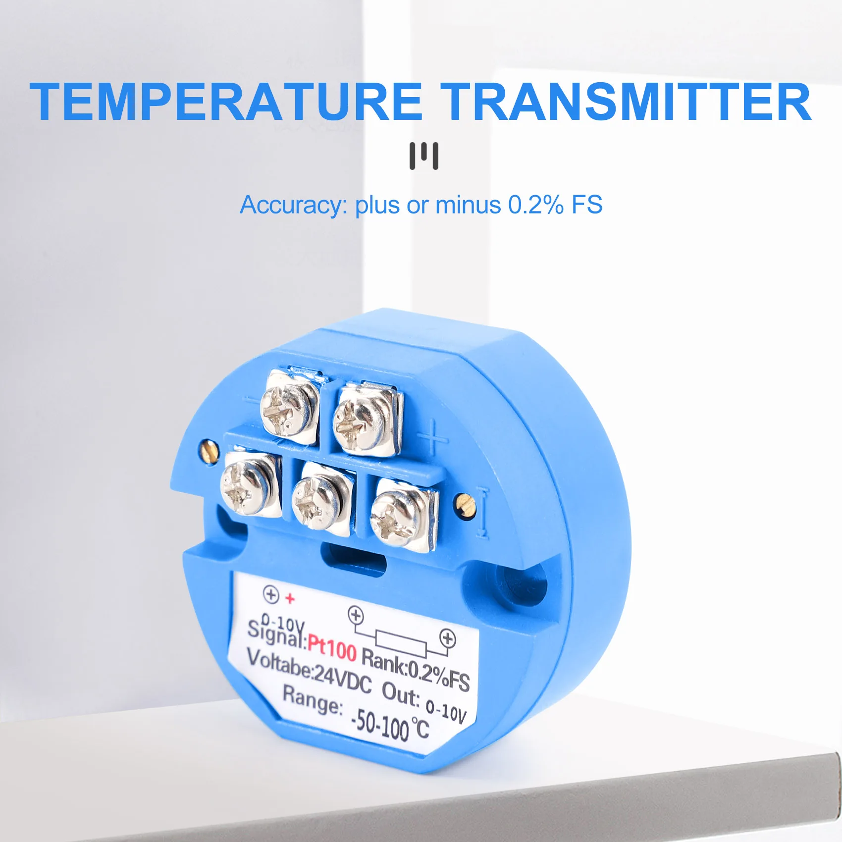 RTD PT100 Temperature Transmitter DC24V Minus 50 ~ 100 degree Output 0-10V