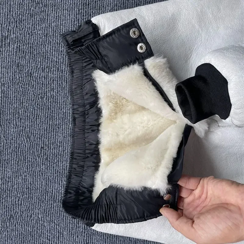 Whole Genuine Sheepskin Warm High Waist Leather Pants Men Women Pure Wool Cotton Trousers Fur Underwear Pant New Winter Clothing