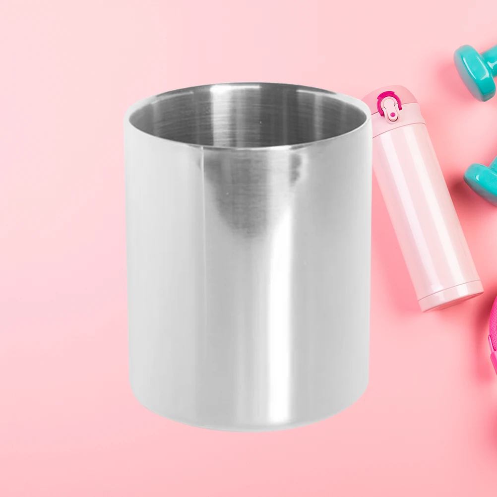 

400ml Stainless Steel Cup C Holder Pen Container Silver Pencil Vase Reusable Eco Friendly Sturdy Stable