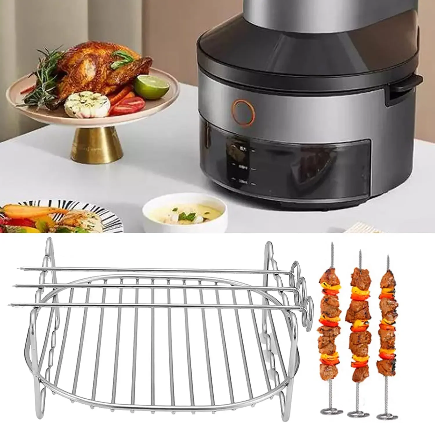 Air Fryer Double Layer Rack, Multi-Purpose Double Layer Rack Stand, Air Fryer Accessories Rack, 6/7/8 in Stainless Steel Air Fry