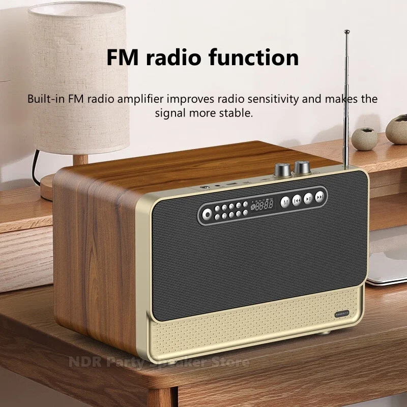 Wooden Wireless Bluetooth Speakers Portable Home Theater Karaoke 30W High Power Heavy Subwoofer Sound System Caixa De Som