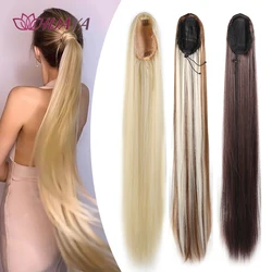 Syntheitc 36Inch Super Long Straight Drawstring Ponytail Hair Extension Black Brown Blonde for Women