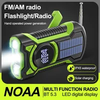 Solar Emergency Weather Radio Waterproof Hand Crank Weather Alert Radio 5000mAh Bluetooth-Compatible5.3 LED Flashlight SOS Alarm