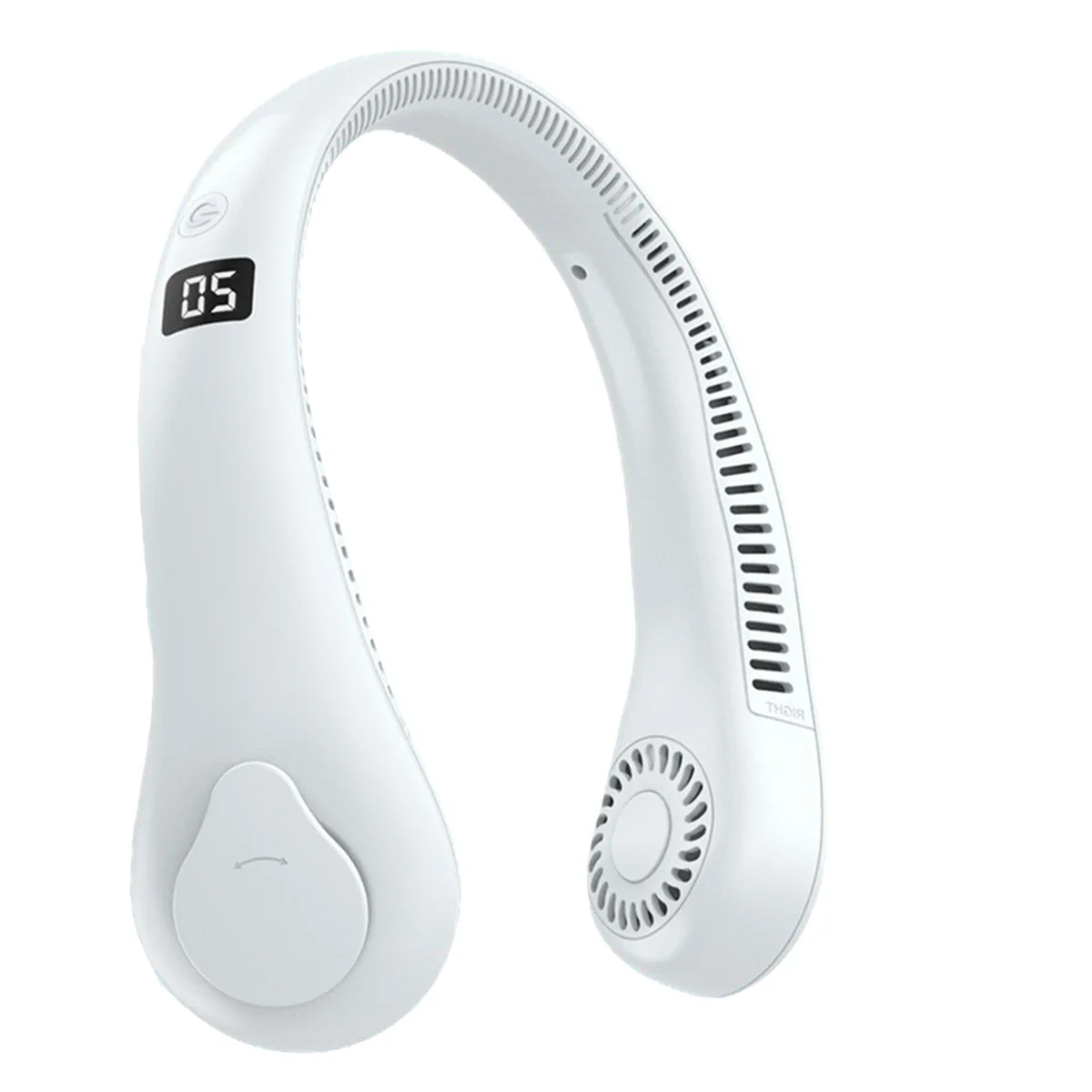 Ventilatore da collo sospeso senza foglie, mini ventilatore portatile ricaricabile per sport all'aria aperta pigro e conveniente bianco