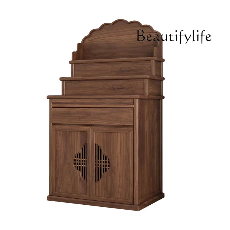 Chinese simple table incense case household solid wood cabinet three-layer Buddha table ladder table