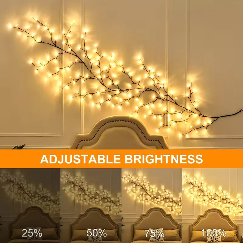 USB-Lichterkette mit 8 Modi und Fernbedienung, wasserdichte LED, flexible DIY-Baumzweiglampe, Lichterkette für Zuhause, Wand, Weihnachtsdekoration – Detail 4