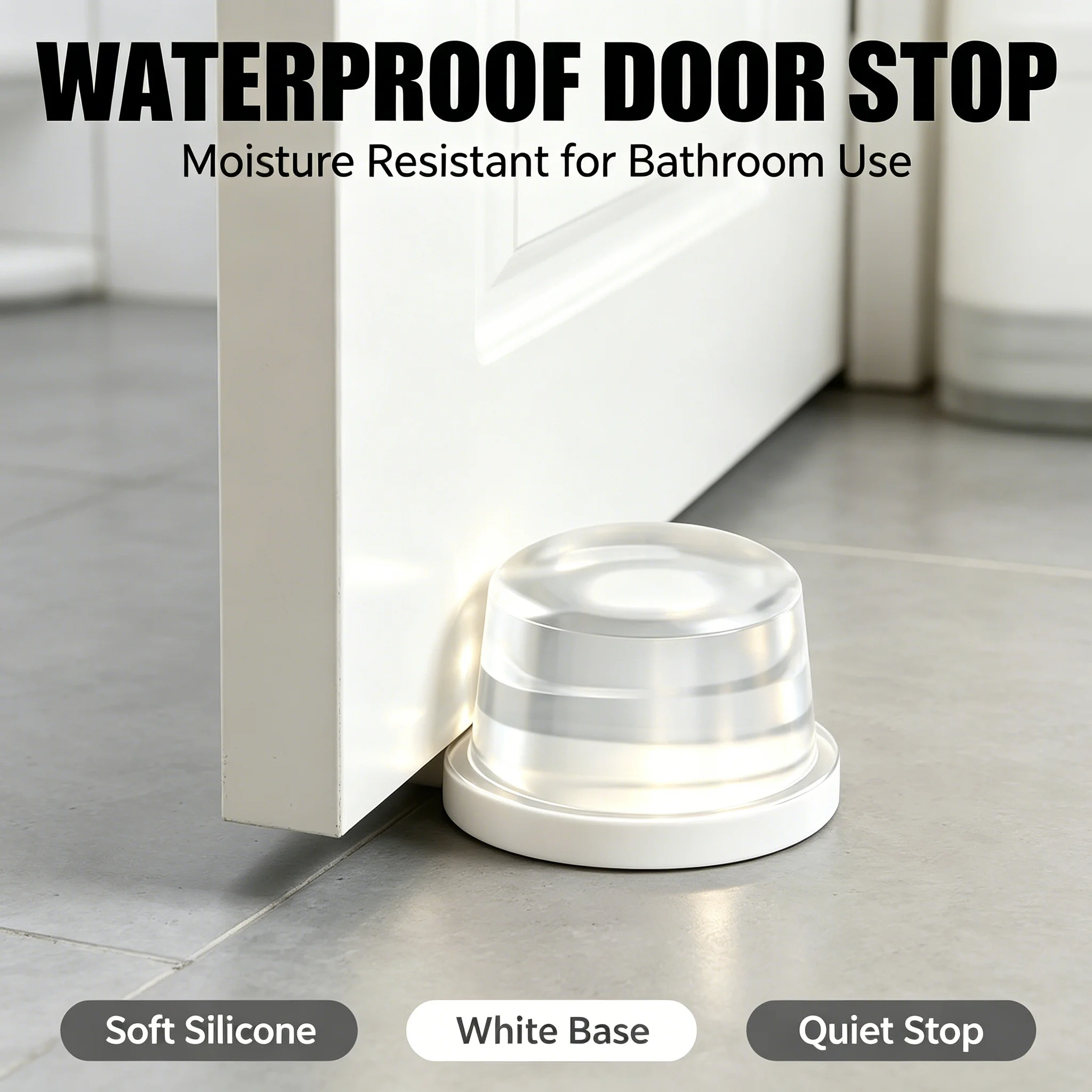 Home Improvement Transparent Silicone Door Stopper No Drill Anti‑Bump Safety Protection Pad Home Office Door Holder